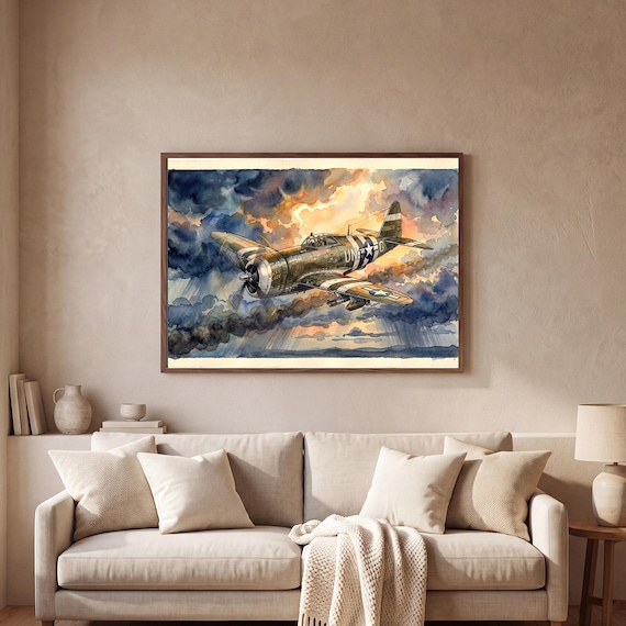 P-47 Thunderbolt Watercolor Print — view 2