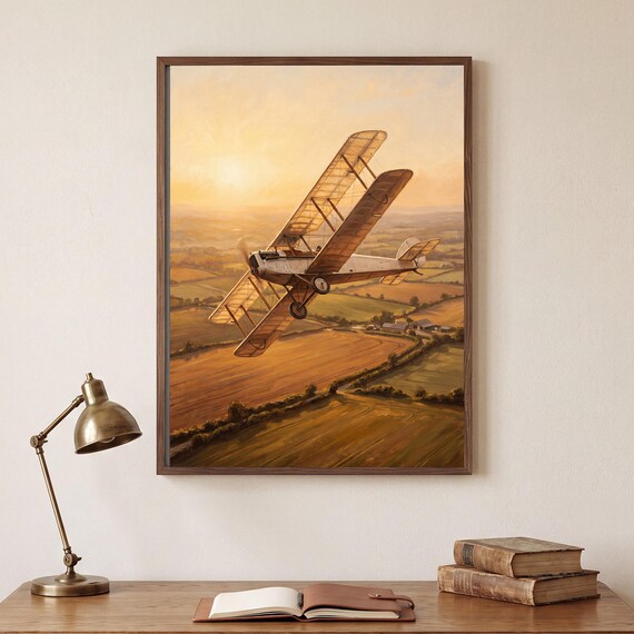 Golden Biplane Print โ view 2