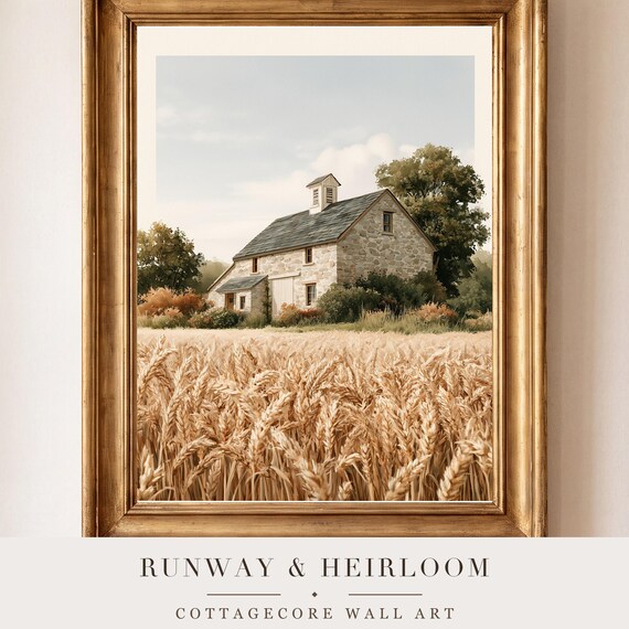 Autumn Wheat Barn Watercolor Art Print — view 4