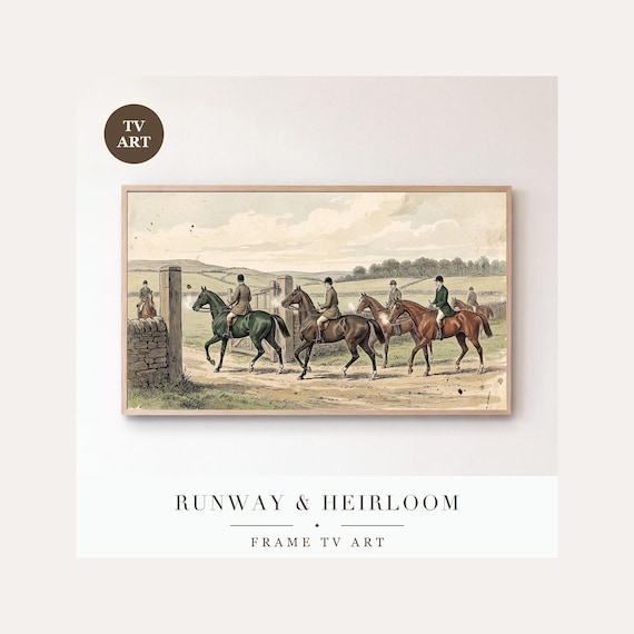 Gatepost Turn Frame TV Art, Samsung Frame TV Art Horse Drawn Sleigh Sporting Print, Equestrian …