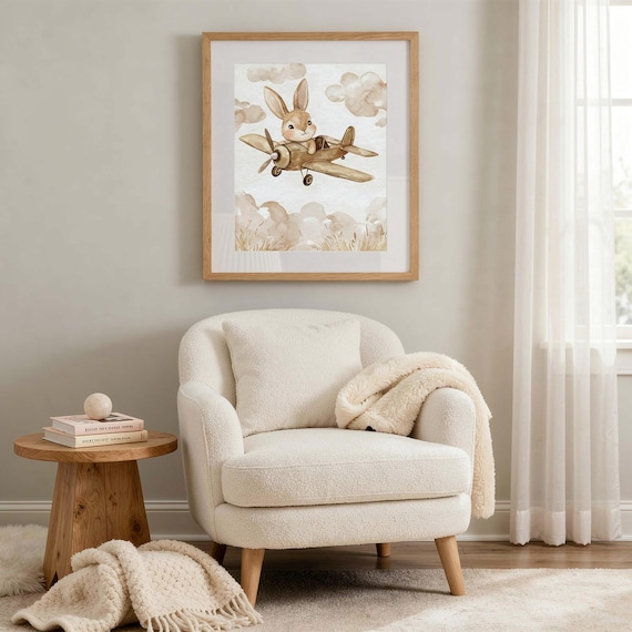 Bunny Airplane Nursery Wall Art — view 3