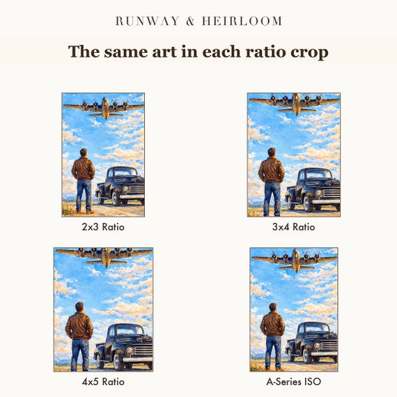 Vintage Truck and Airplane Watercolor Print — view 6