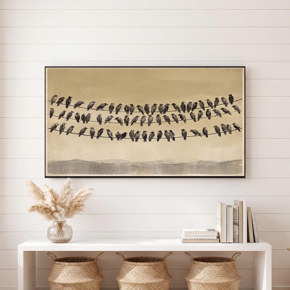 Crows on Three Wires Samsung Frame TV Art — view 6