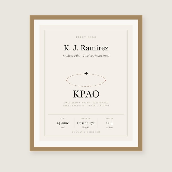First Solo Pilot Gift Personalized