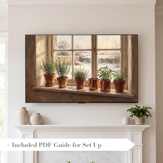 Snowy Kitchen Window Samsung Frame TV Art — view 2