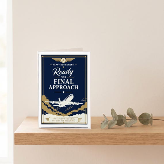 Final Approach Pilot Retirement Card Printable Happy Farewell Digital Download Aviation Captain Gift Flight Crew Party Keepsake Dad Men — view 6