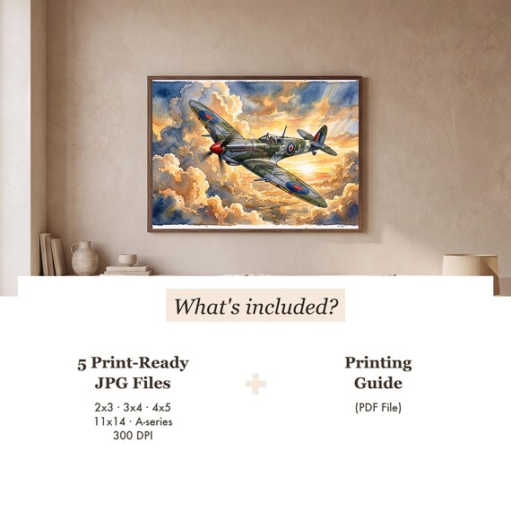 Supermarine Spitfire Watercolor Print — view 3
