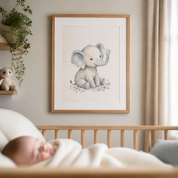 Baby Elephant Nursery Wall Art — view 4