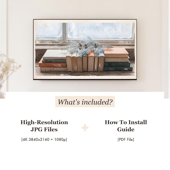 Books and Spruce Samsung Frame TV Art — view 4
