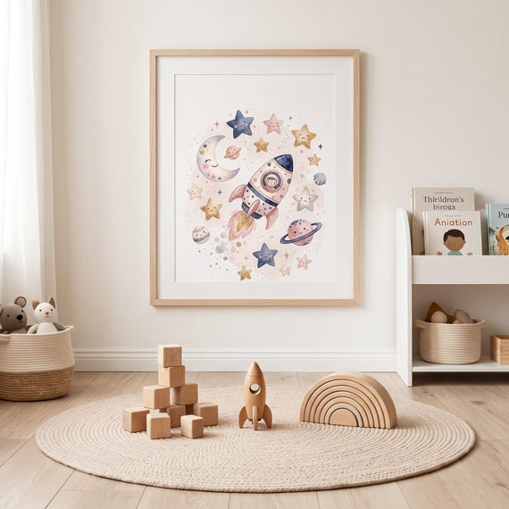 Rocket Space Nursery Wall Art Printable — view 5