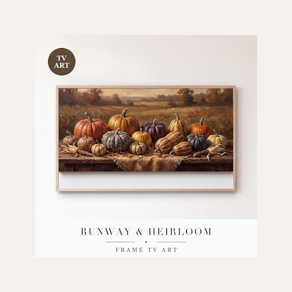Heirloom Pumpkins Frame TV Art, Samsung Frame TV Art Autumn Still Life Oil Painting, Warm Fall …