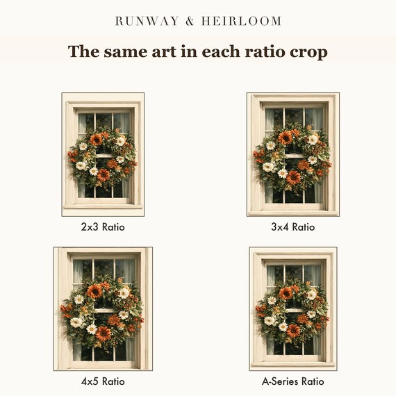 Cottage Window with Harvest Wreath Watercolor Print — view 6