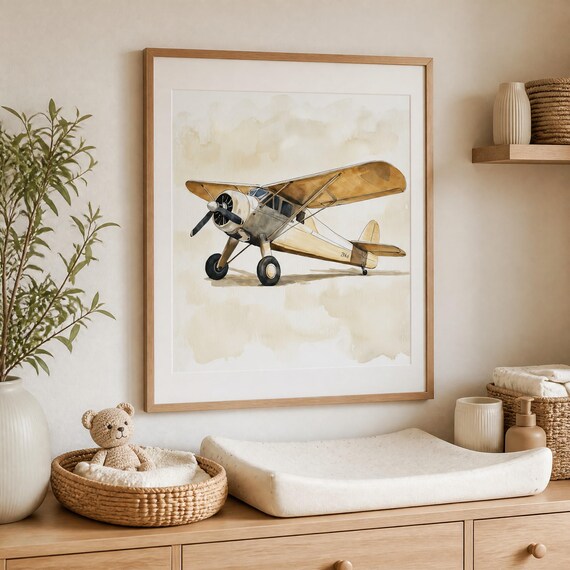 Vintage Airplane Nursery Wall Art — view 2