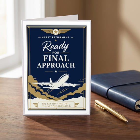 Final Approach Pilot Retirement Card Printable Happy Farewell Digital Download Aviation Captain Gift Flight Crew Party Keepsake Dad Men — view 3