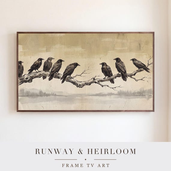 Raven on Bare Branch Samsung Frame TV Art — view 5