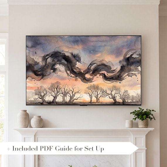Murmuration Over Trees Samsung Frame TV Art — view 2