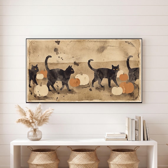 Black Cats and Pumpkins Samsung Frame TV Art — view 6