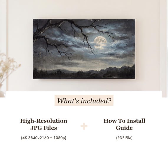 Moon and Bare Branch Samsung Frame TV Art — view 4