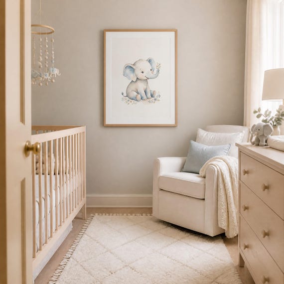 Baby Elephant Nursery Wall Art — view 6