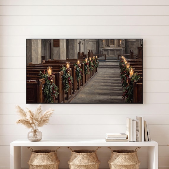Dressed Church Pews Samsung Frame TV Art — view 6