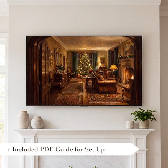 Firelit Library Samsung Frame TV Art — view 2