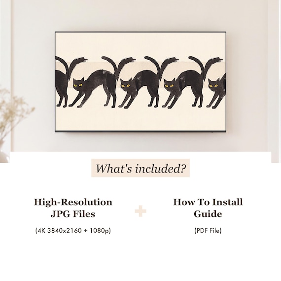 Arched Black Cat Samsung Frame TV Art — view 4