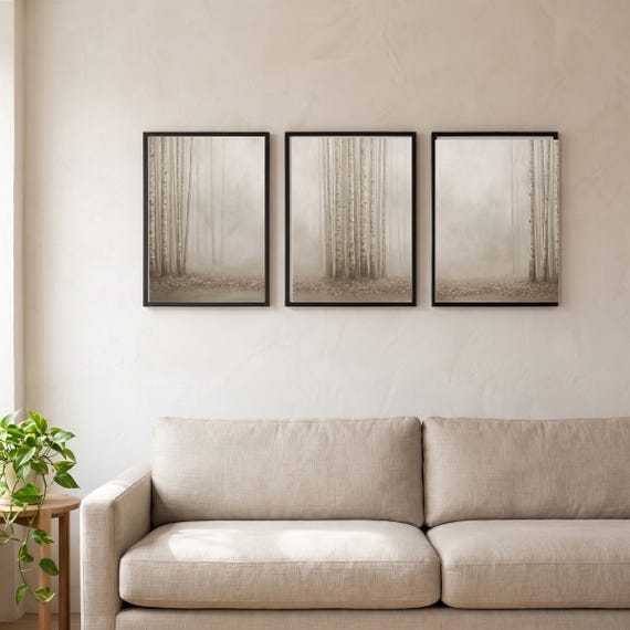 Misty Birch Forest Triptych Set of 3 — view 4