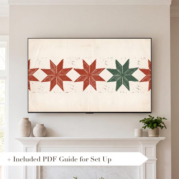 Nordic Star Block Print Samsung Frame TV Art — view 2