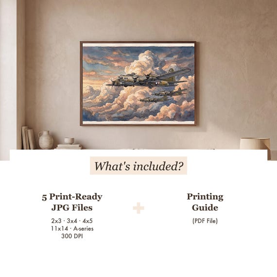 B-17 Flying Fortress Watercolor Print — view 3