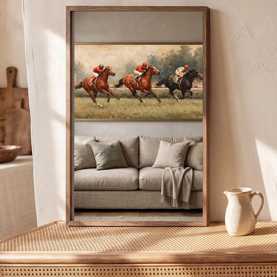 Vintage Horse Racing Oil Painting Printable โ view 5