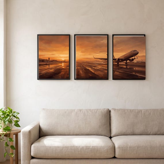 Golden Departure Triptych Set of 3