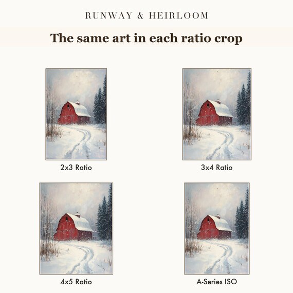 Red Barn in a Whiteout Antique Oil Painting — view 6