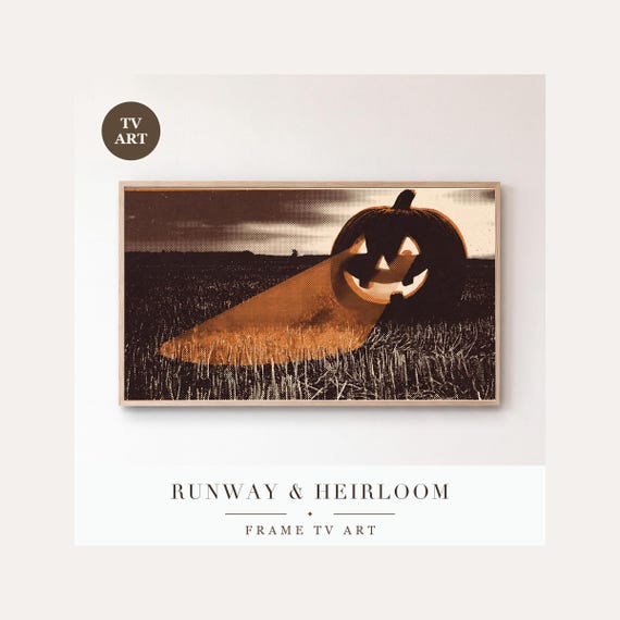 Pumpkin Porch Frame TV Art, Samsung Frame TV Art Vintage Screen Print Fall Harvest, Autumn Farm…