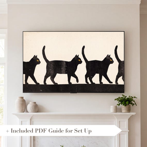 Black Cats in Profile Samsung Frame TV Art — view 2