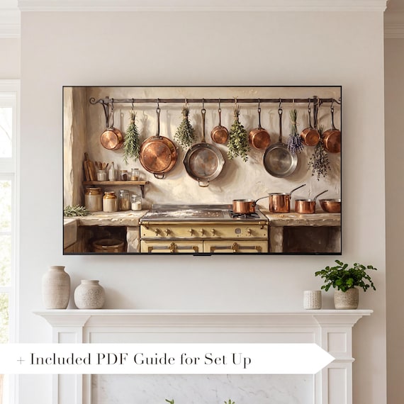 Copper Pans and Herbs Samsung Frame TV Art — view 2