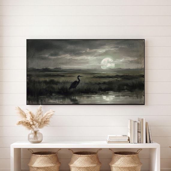 Heron at Moonrise Samsung Frame TV Art — view 6