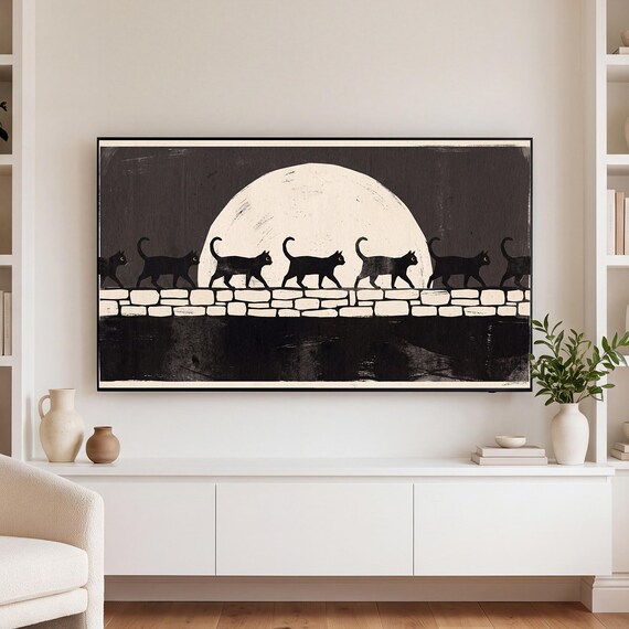 Black Cat and Moon Samsung Frame TV Art — view 3