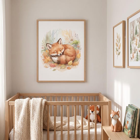 Woodland Fox Nursery Wall Art Printable
