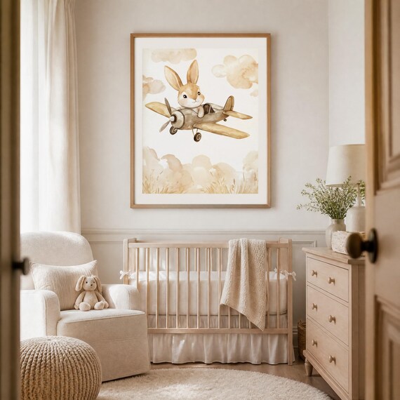 Bunny Airplane Nursery Wall Art — view 6