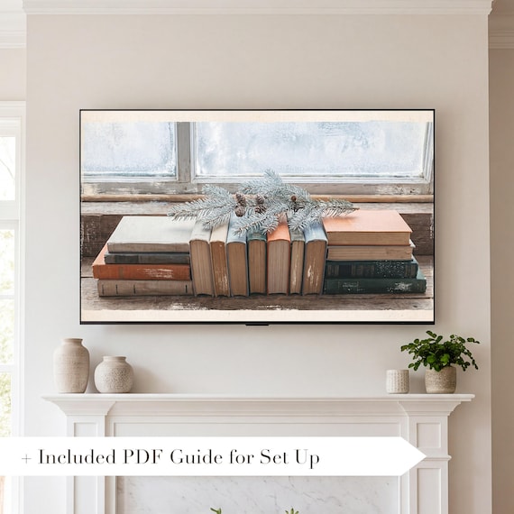 Books and Spruce Samsung Frame TV Art — view 2