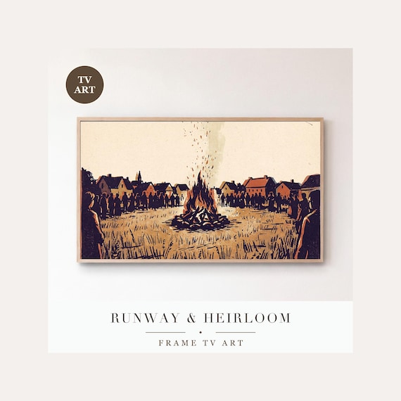 Hay Wagon Ride Frame TV Art, Samsung Frame TV Art Vintage Storybook Screen Print, Fall Harvest …