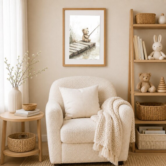 Fishing Teddy Nursery Wall Art — view 4