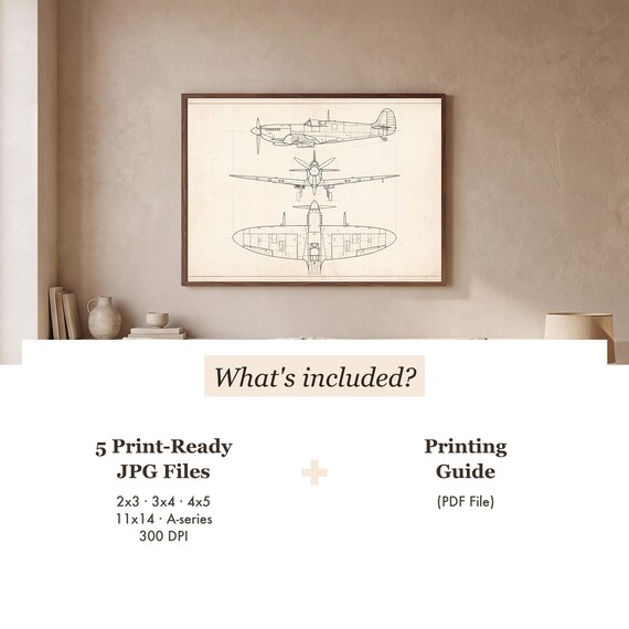 Supermarine Spitfire Blueprint Print — view 3