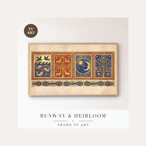 Twelve Days of Christmas Frame TV Art, Days 5-8, Samsung Frame TV Art Illuminated Gold Leaf, Ho…