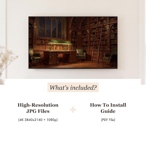 Library Ladder Samsung Frame TV Art — view 4