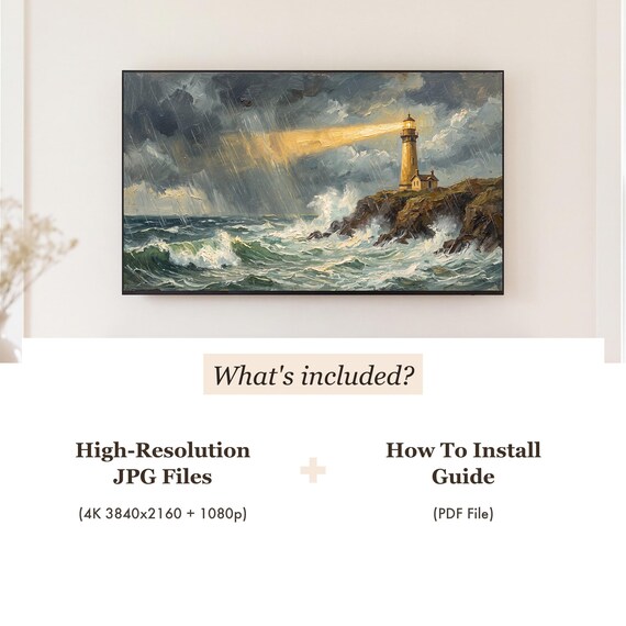 Lighthouse Beam in the Rain Samsung Frame TV Art — view 4