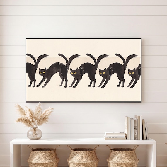 Arched Black Cat Samsung Frame TV Art — view 6