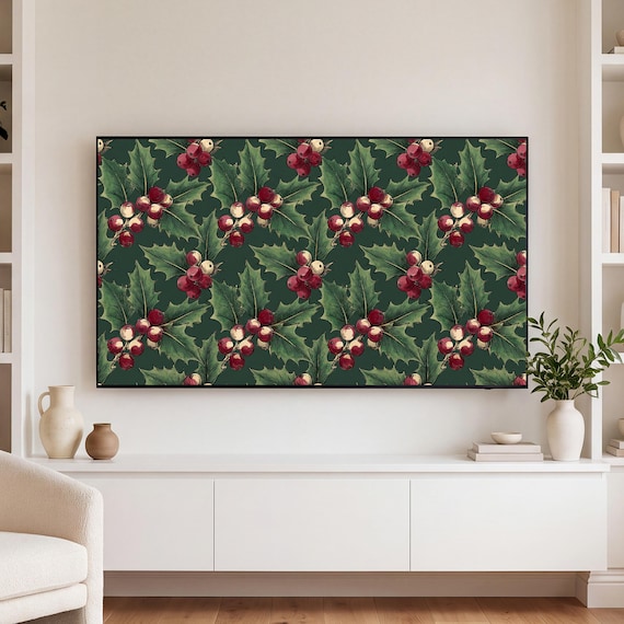Holly and Berries Samsung Frame TV Art — view 3
