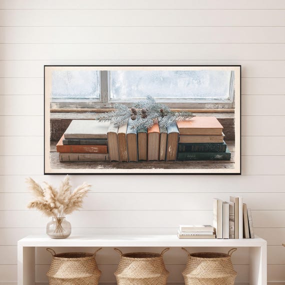 Books and Spruce Samsung Frame TV Art — view 6