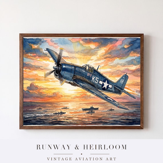 F6F Hellcat Watercolor Print — aviation wall art print